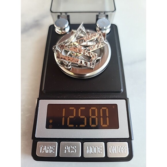 925 Sterling Hammered Silver Link Bracelet Vintage Toggle Closure - Picture 8 of 10